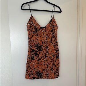 Floral Orange and Black Dress